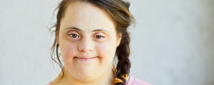 Woman with Down syndrome Making Eye Contact
